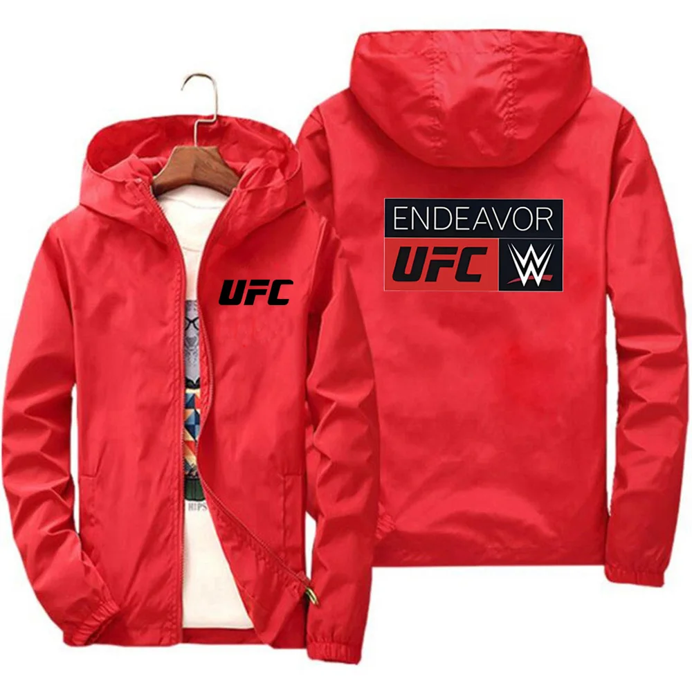 

UFC logo men's and women's jackets, fighting sport windbreakers, pilot windproof home jackets, men's zip up hooded jackets