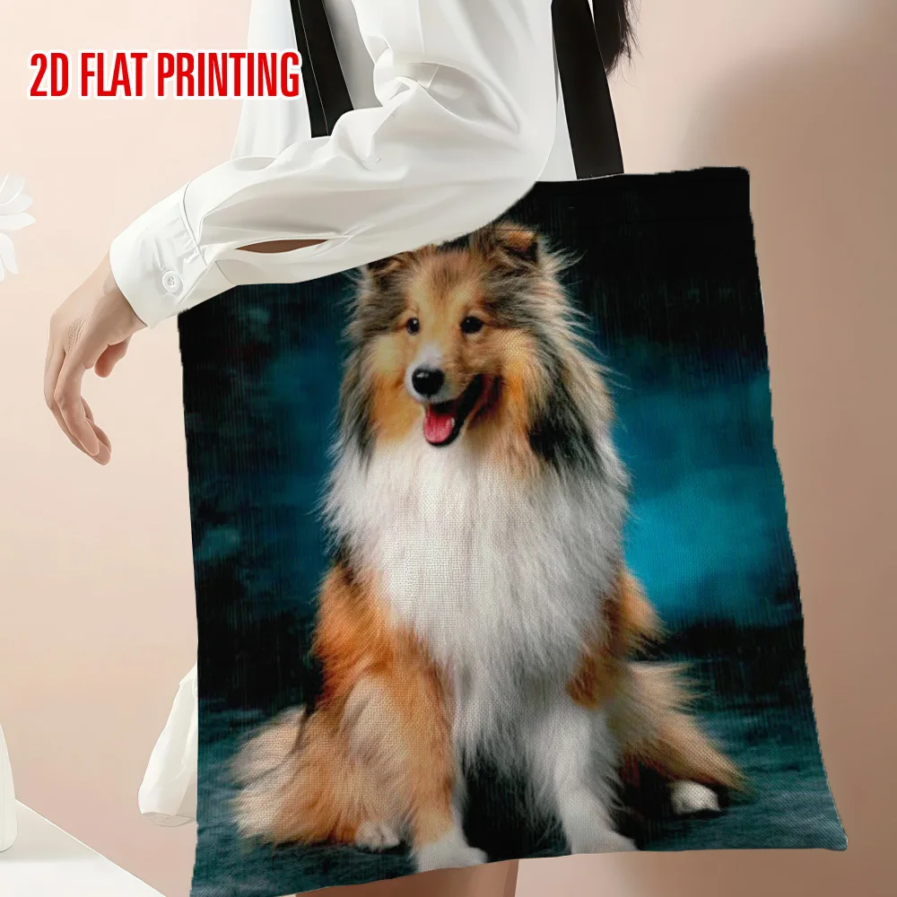 

Сумка-тоут с изображением шетландской овчарки для путешествий, спорта, пляжа и шопинга — женская портативная сумка-тоут с портретом шетландской овчарки