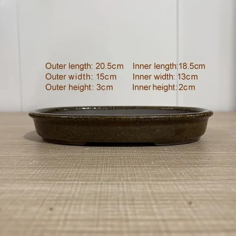 Irregular Yixing Purple Sand Bonsai Pot Rectangular Glazed Ceramic Flower Pot for Indoor and Outdoor Use