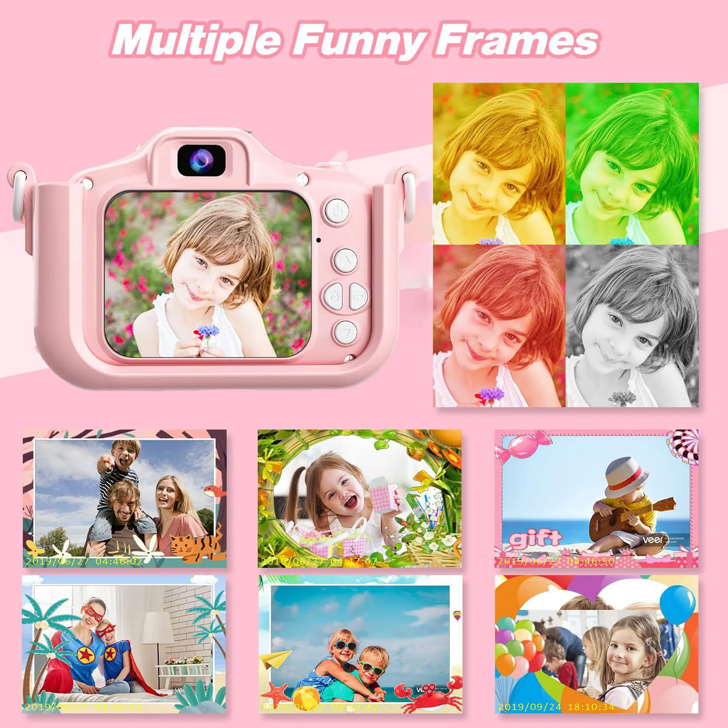 Fotocamera per bambini, cinque giochi educativi, doppia fotocamera anteriore e posteriore HD da 48 MP 1080p, la scelta migliore per i regali di Natale e compleanno