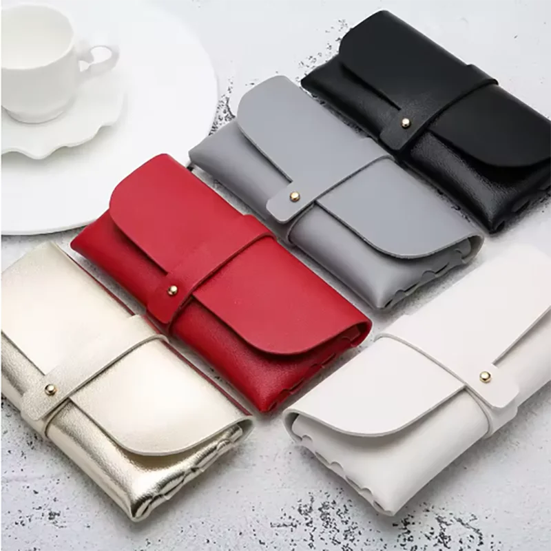 

Fashion Glasses Case Handmade Soft Cover Bag For Women Buckle Clamshell Sunglasses Case PVC Leather Glasses Box
