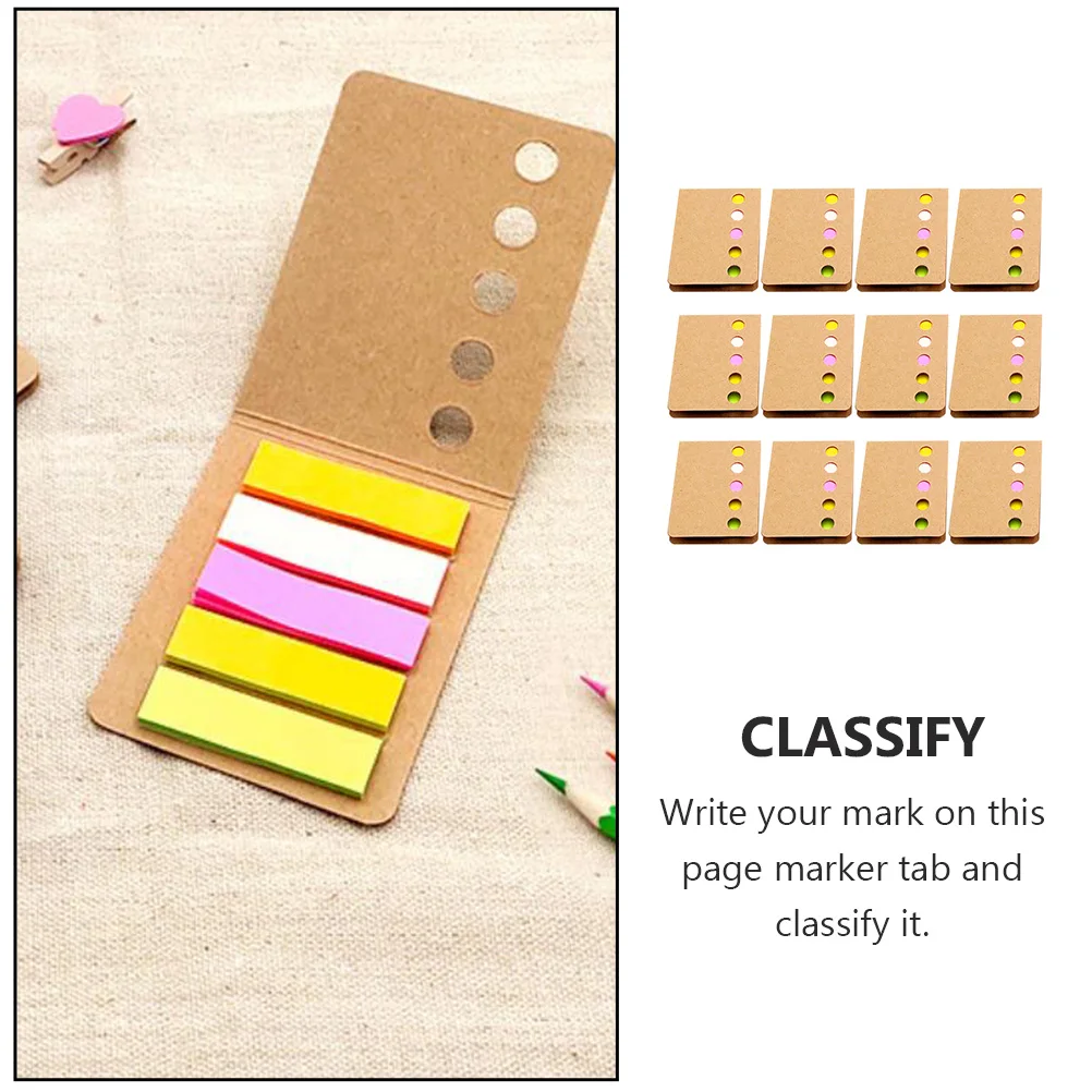 

12pcs Colorful Sticky Page Tabs Writable Marker Stickers Page Guiding Tags For Students Office Home Memo Notes Stationery