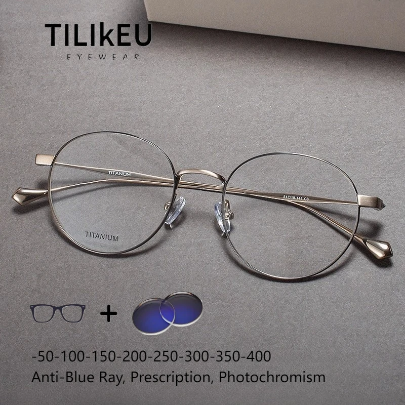 

Ultra-light Retro Round Pure Titanium Anti-Blue Ray Glasses Big Face Men and Women Designer Optical Prescription Eyeglasses 2025