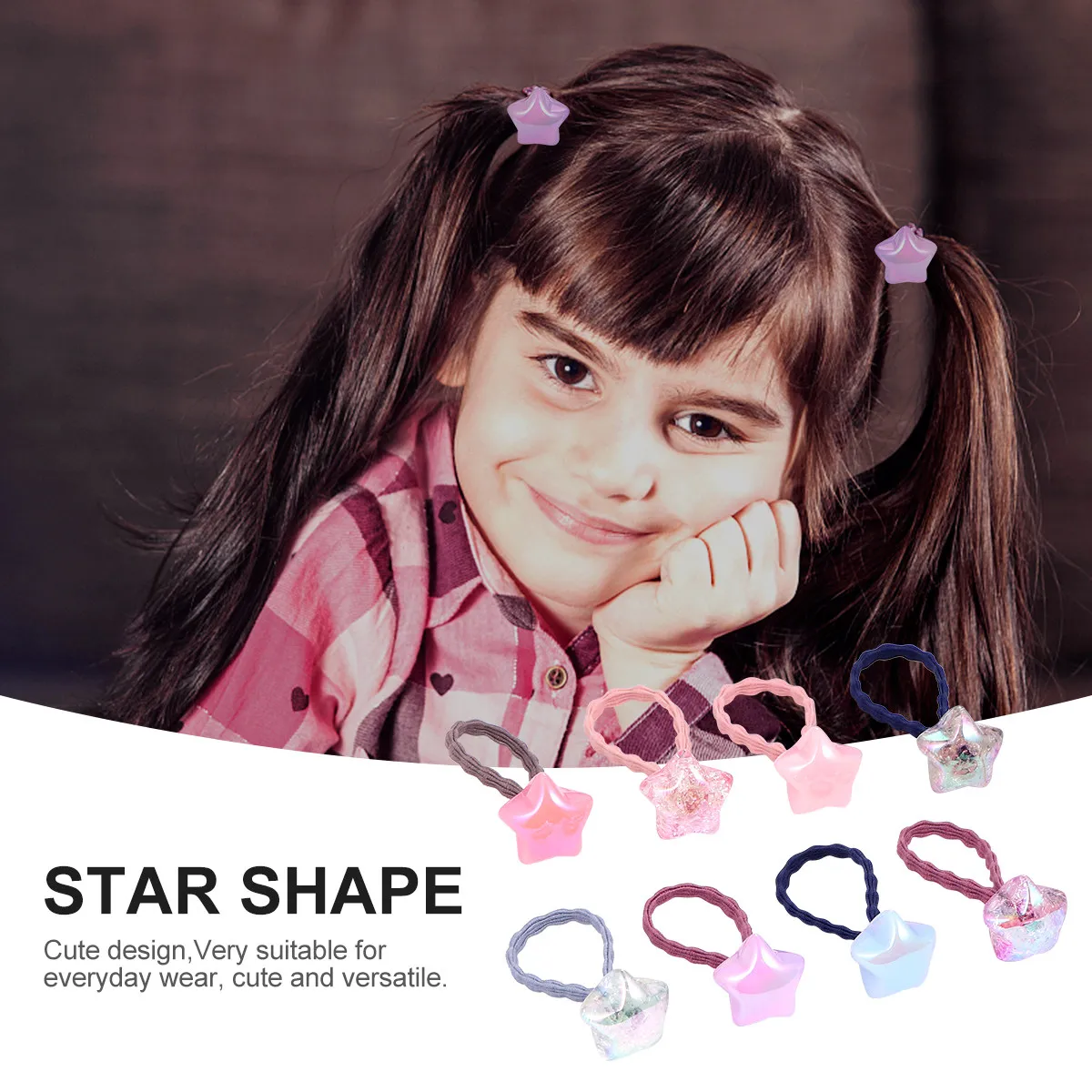 

20Pcs Ponytail Holders Elastic Hair Ties for Girls Women Stretchy Soft Hair Rings Cute Cartoon Design Easy Match Outfits Star