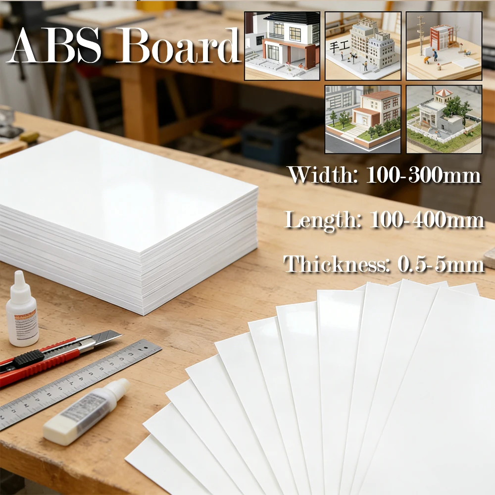 1 Stück Präzisions-Modellbauplatte, weiße ABS-Kunststoffplatte, 0,5–5 mm dick, für technische Prototypen und DIY-Bastelarbeiten – Detail 1