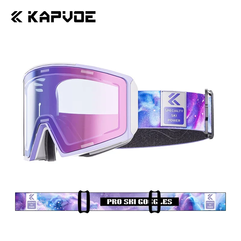 Kapvoe Photochromic Ski Goggle Snowboard Anti-Fog Mask for Women Men Eyewear Kit UV400 Protection Snow Glasses Snowmobile Winter