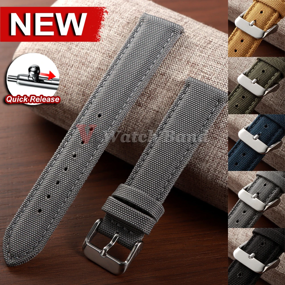 Quick Release 20/22mm Premium Sailcloth Watch Band Two-Sided Nylon Strap for Seiko for Omega Army Nylon Bracelet Sport Wristbelt