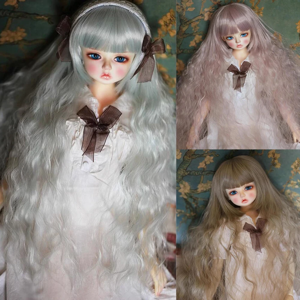 

Детская игрушка ручной работы 1/6 1/4 MDD MSD BJD кукла парик розовые коричневые длинные вьющиеся волосы 1 шт.