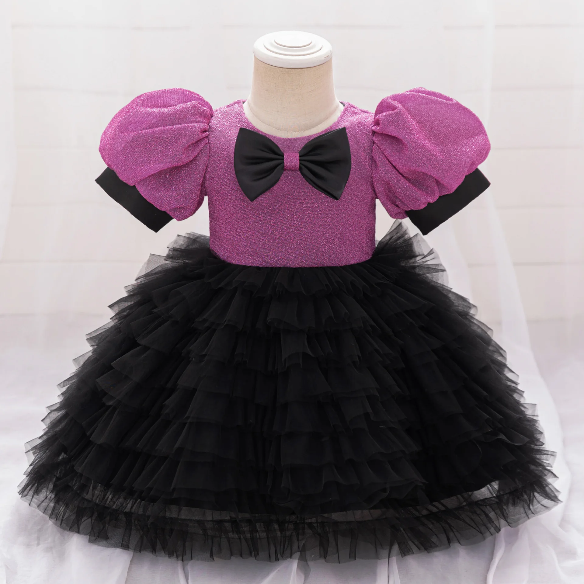

Girls Party Dress 70cm-120cm Princess Dresses Puff Sleeve Birthday Wedding Kids Baby Ball Gown Cute Photograph Costumes
