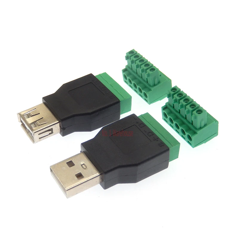 2PCS USB 2.0 solderless plug USB male female computer TV phone keyboard mouse connector USB plug