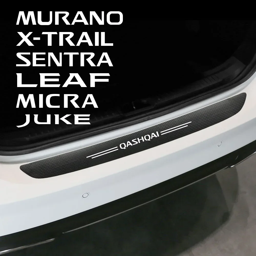 For Nissan Leaf Murano Qashqai Juke Sentra Altima Sylphy Teana X-Trail Car Rear Bumper Guard Leather Sticker Styling Accessories