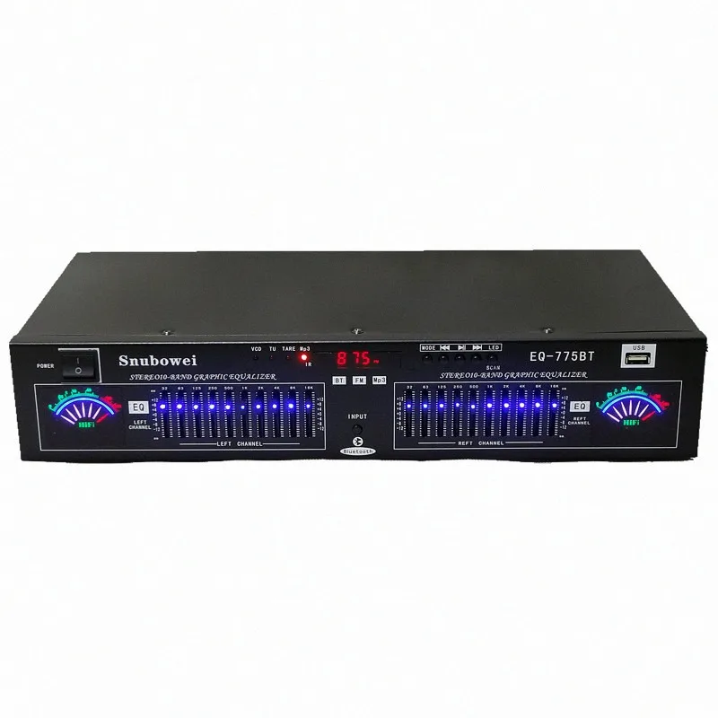 EQ775BT Hifi Home Dual 10 BAND Graphic Stereo EQ Equalizer With Bluetooth USB FM Radio LED Screen Remote Control