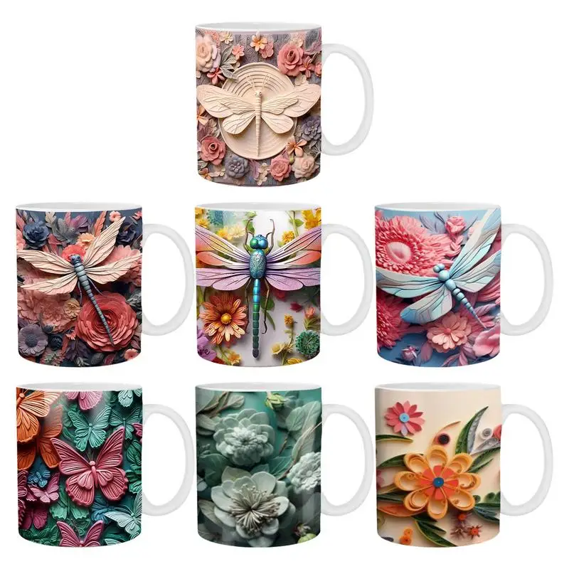 3D natural Style Ceramic Mug Creative colourful helicopter printed Tea Cup Decorative Coffee Mug Kitchen Drinkware Serving tools