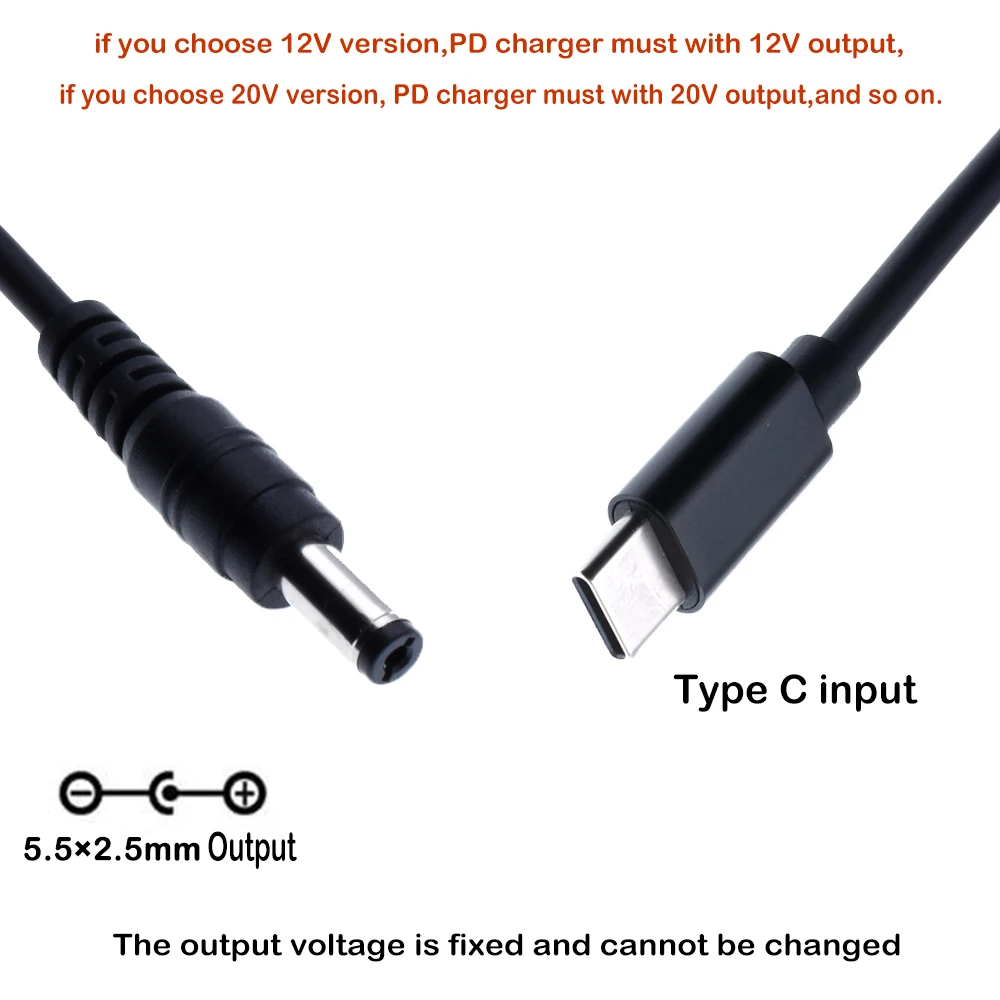 Typ C do DC5.5x2.5mm 4.0x1.7 3.5x1.35 3.1 × 1.1 4.8 × 1.7 PD konwerter kabel wyzwalający 9V 12V 15V 20V