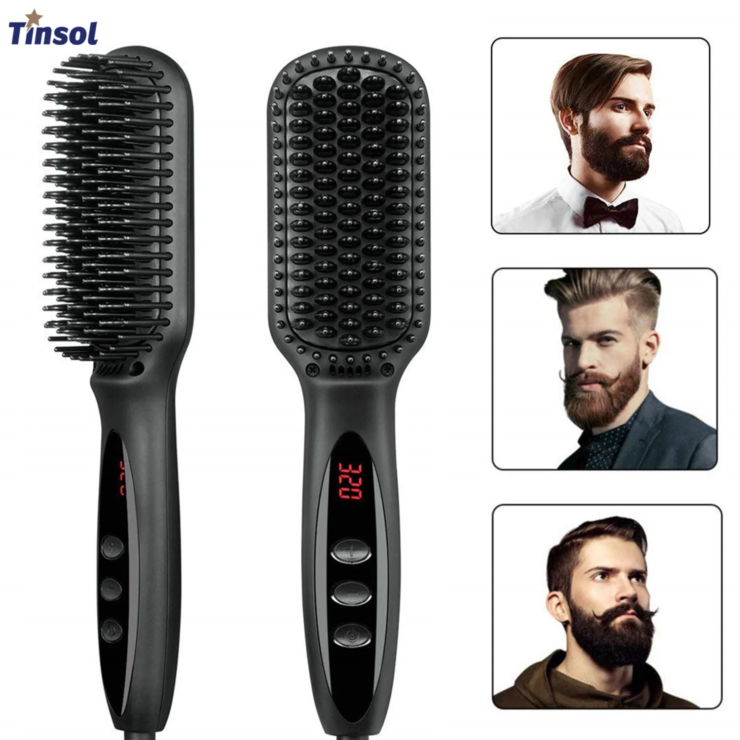 

Электрическая расческа-выпрямитель для бороды TINSOL для мужчин, многофункциональная, для влажного и сухого использования, быстрое выпрямление и укладка