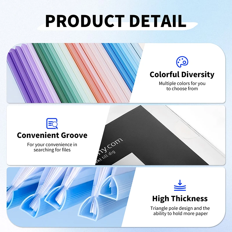 HUAJIE 10 عبوات من أغطية التقرير الواضح مقاس A4 مع قضبان منزلقة، ومجلدات ملفات بسعة 70 ورقة للمدرسة والمكتب والاستئناف والمستندات