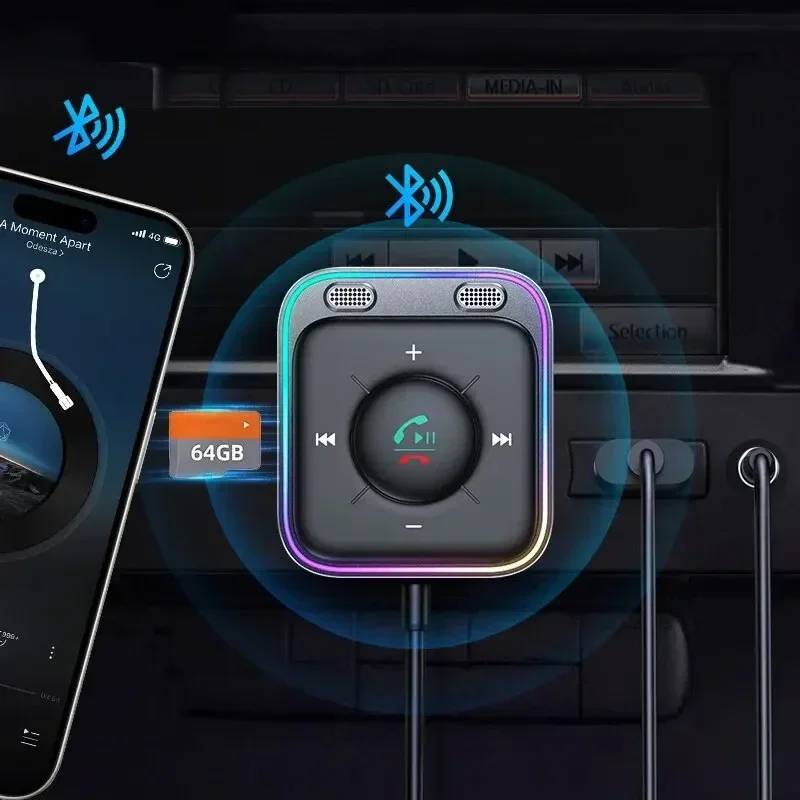 

Автомобильный адаптер ALYNIC Bluetooth 5,3, улучшенный двойной микрофон, ENC, шумоподавление, 3,5 мм, AUX адаптер, Bluetooth беспроводной приемник