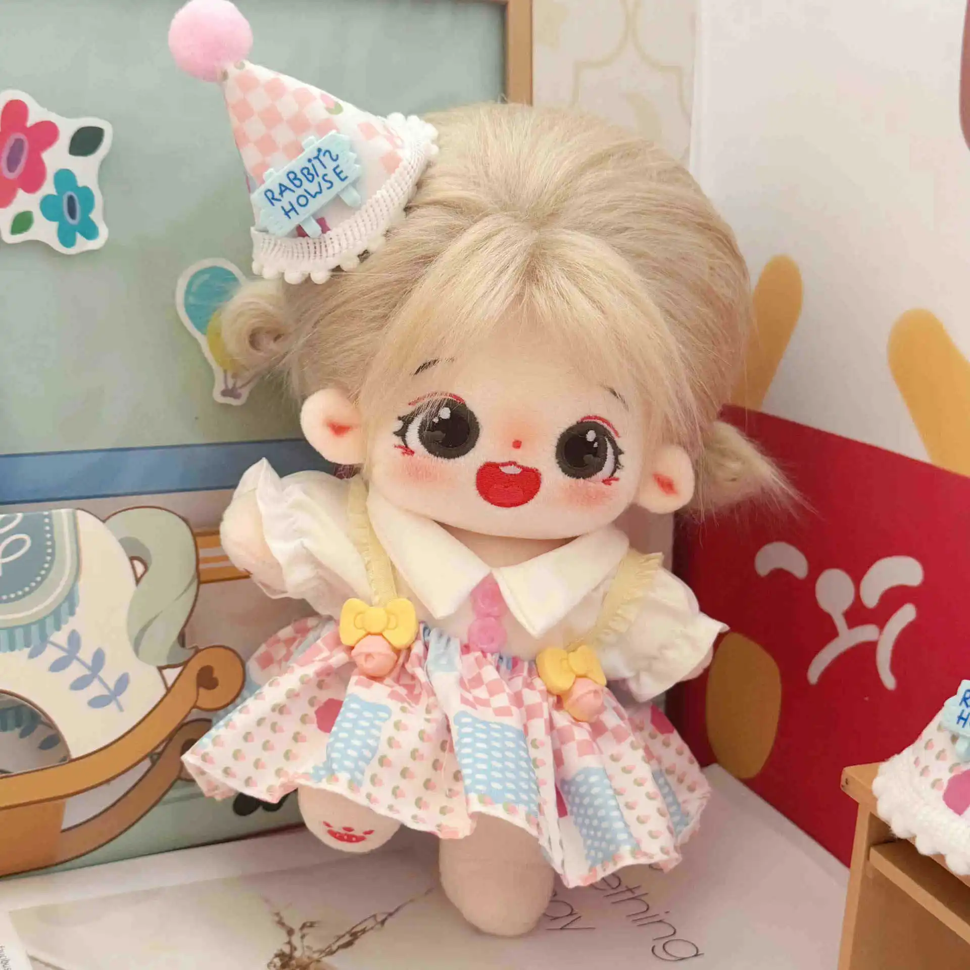 

Sweet Lolita Dress for 20cm Cotton Dolls and 17cm Labubu Plush Idol Dolls Girl Gift Outfit Accessories