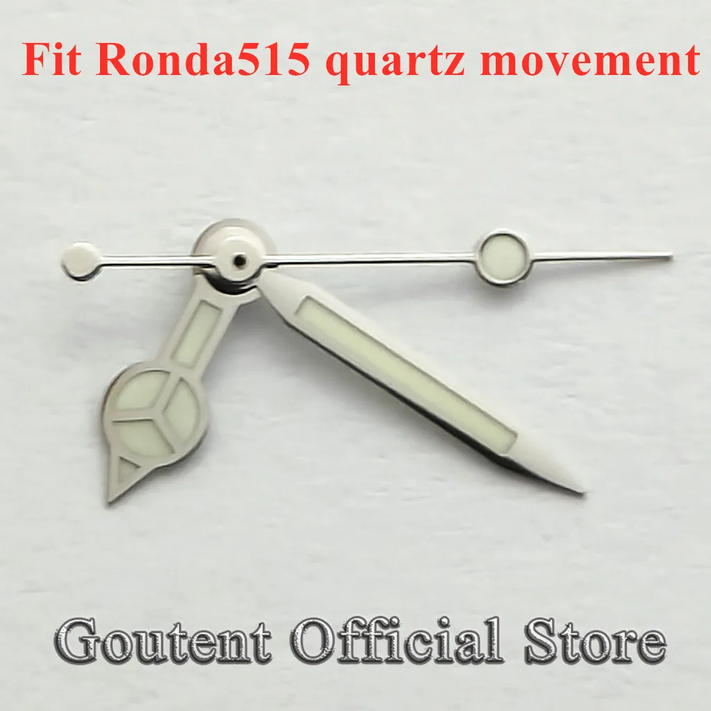 Goutent New Silver Watch Hands Set Cyan Luminous Fit Ronda 515 Quartz Movement Watch Mod Replacement Repair Accessories