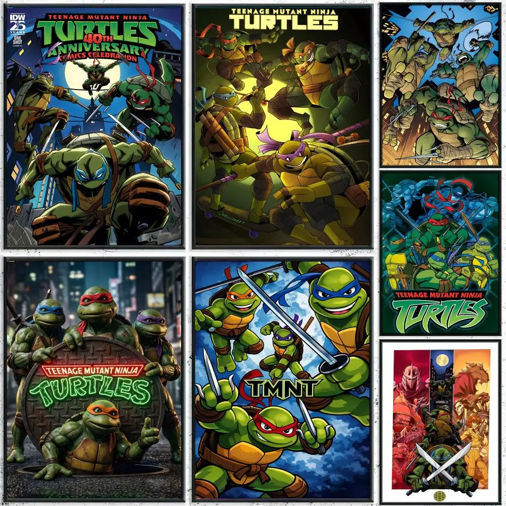 Teenage Mutant Ninja Turtles Retro Art Poster HD Waterproof Wall Decal for Study, Living Room & Garage, DIY Great Gift for Fans