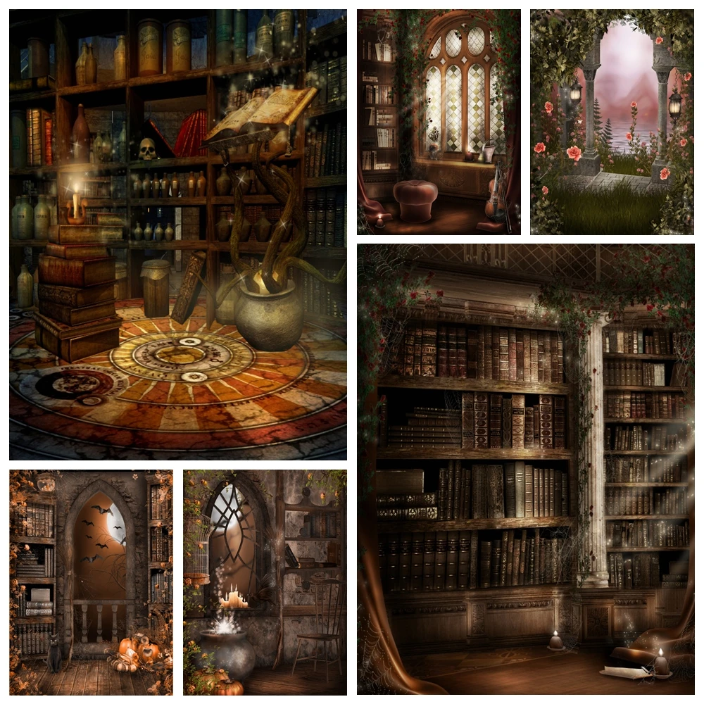 

Retro Gothic Room Background Medieval Castle Palace Candlestick Halloween Adults Child Portrait Photo Background Studio Props