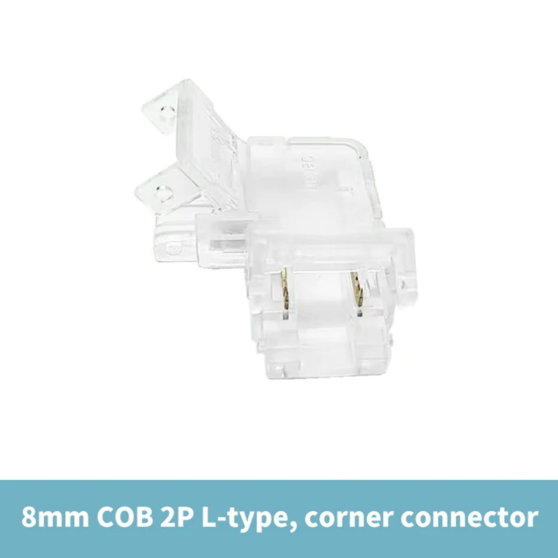 LED Strip Connector para COB Strip Lights, Strip Lights Connection, Terminal de ligação fácil, L Shape, 8mm, 10mm, 2Pin, alta densidade