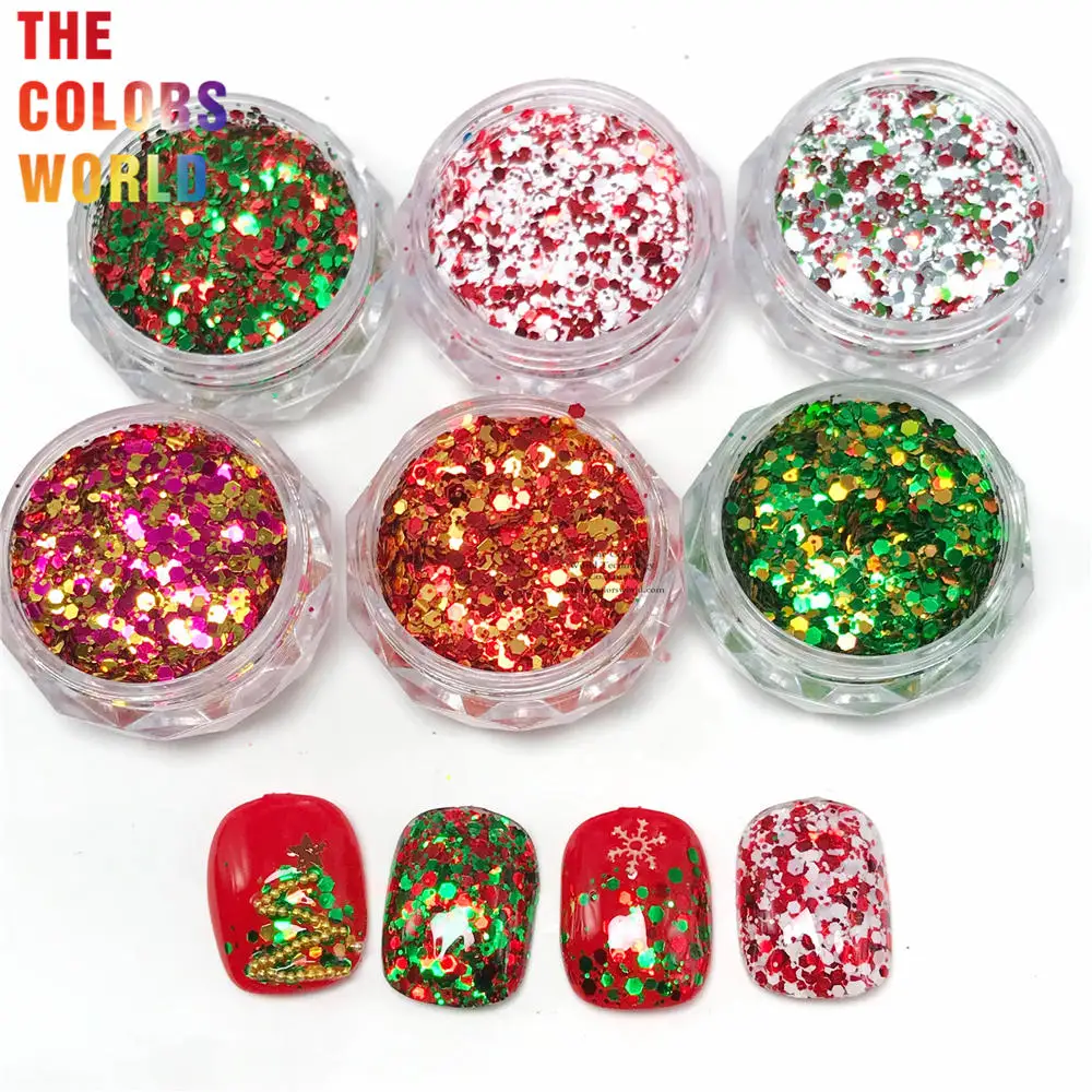 

TCT-609 Christmas Mix Nail Glitter Nail Art Decoration Body Art Tumbler Crafts DIY Manicure Accessories Festival Party Supplier