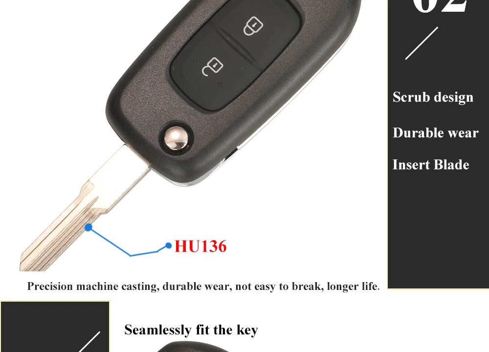 Jingyuqin 2Button 433MHz PCF7961M 4A Chip Flip Remote Key for Renault Dacia Logan 2 II 2018 2019 2020 FSK Car Key Fob Control