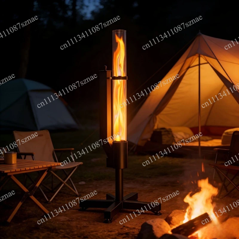 Freestanding Outdoor Wood Stove for Camping and Patio, Vertical Burning Heater for Garden Courtyard and Backyard