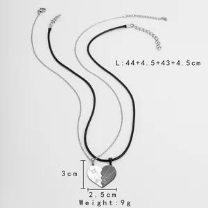 أزياء الفولاذ المقاوم للصدأ القلب لغز مفتاح قفل قلادة زوجين قلادة المعلقات قلادات للعشاق مجوهرات عيد الحب أفضل 10 هدايا تذكارية بسيطة للمبيعات لتاريخ الزوجين - No5