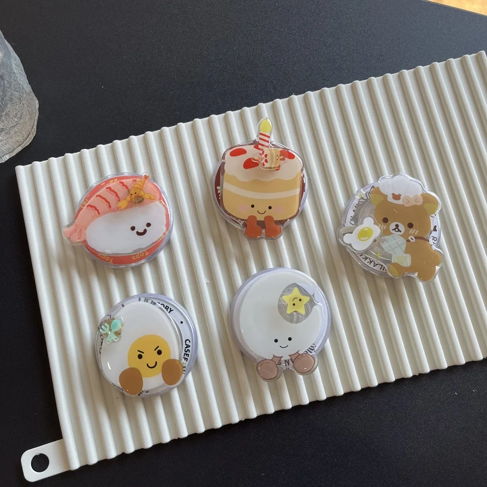 かわいい面白いハンバーグフライドポテト回転式Magsafe対応スマホグリップトックスタンド iPhone 16 Pro用 磁気ワイヤレス充電対応スマホケースホルダー