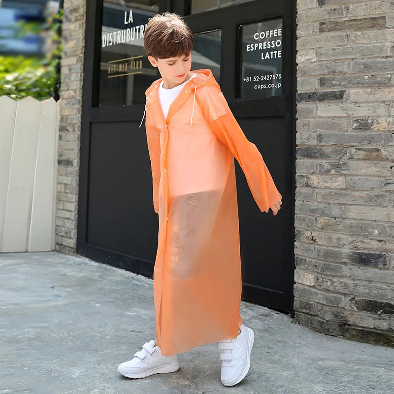 High quality Transparent Fashion Frosted Child Raincoat Girl And Boy Rainwear Outdoor Hiking Travel Rain Gear Coat For Children