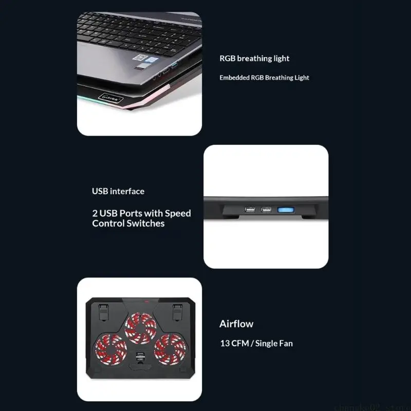 Foldable Adjustable Laptop Cooling Stand With RGBs Touch Light and Silents Fan for Gaming