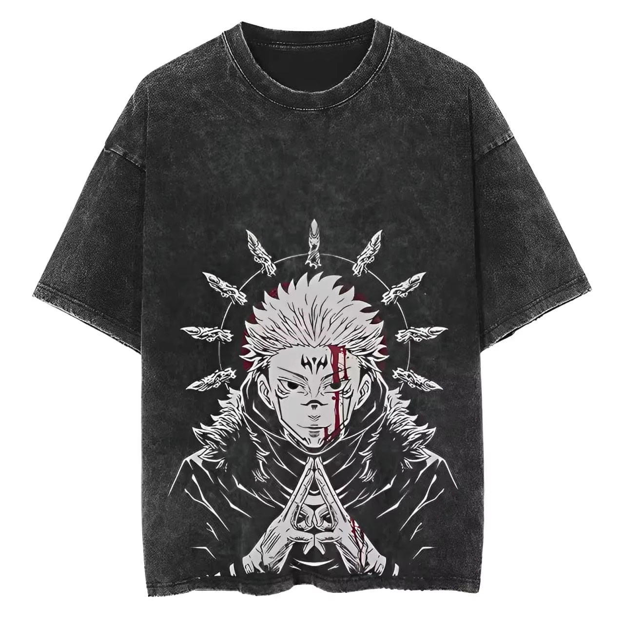 

Jujutsu Kaisen Sukuna T Shirt Domain Expansion Graphic Men Acid Wash Streetwear Anime Retro Cotton Top Tee