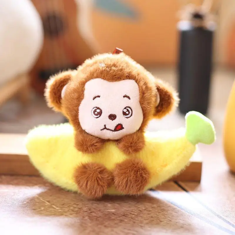 Durable Banana Monkey Keychain, Soft Plush Bag Ornament for Boys