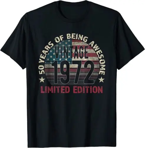 

50th Birthday Gift men Vintage 1972 50 Years Old - USA Flag Great T-Shirt S-3XL