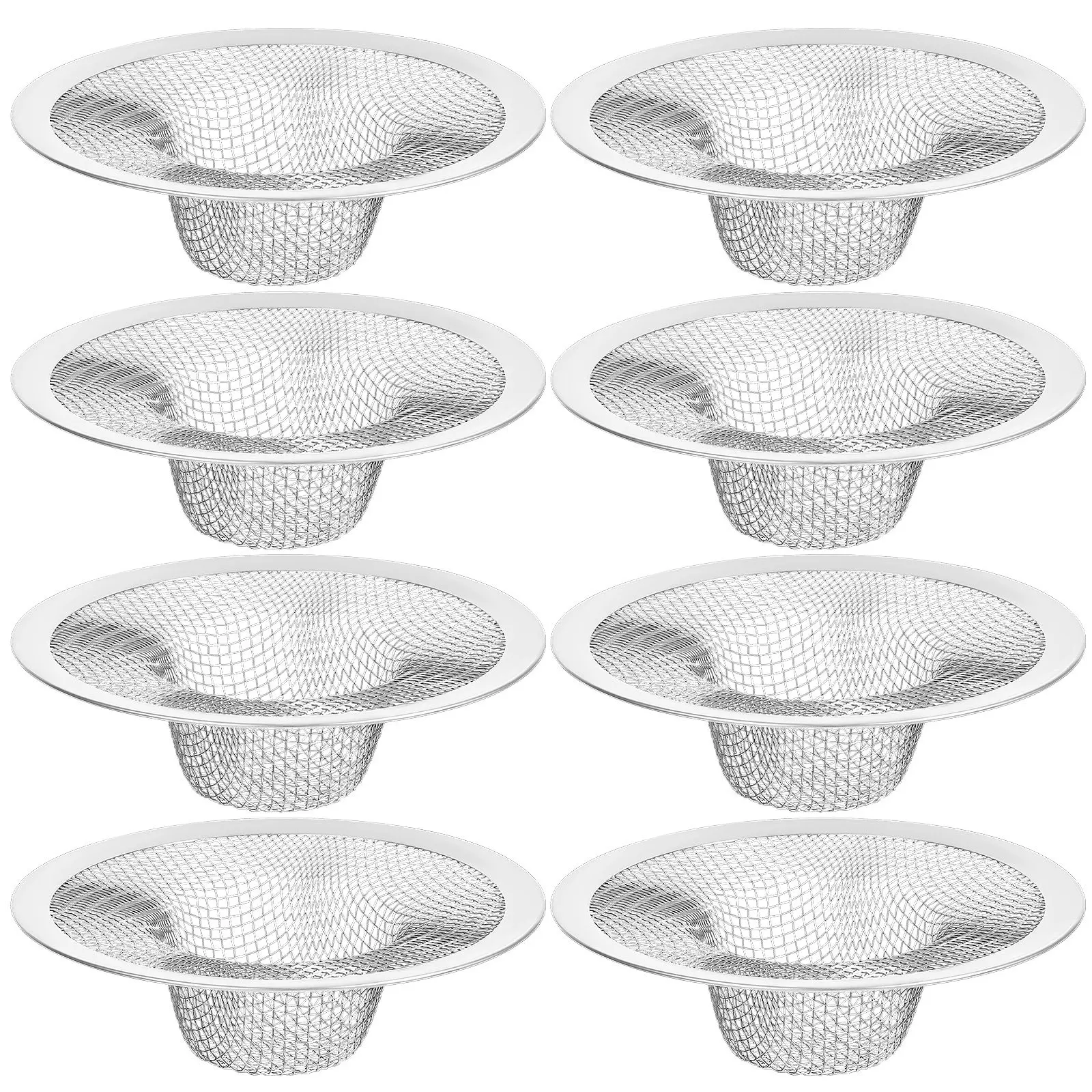 

Набор из 8 металлических сетчатых фильтров-противозасоров из нержавеющей стали для кухонных моек и ванных комнат