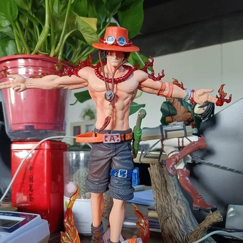 Bandai  One Piece Fire Fist Ace Handheld Ace Yan Emperor Cross Background Three Brothers Anime Handheld Model Desktop Decoration