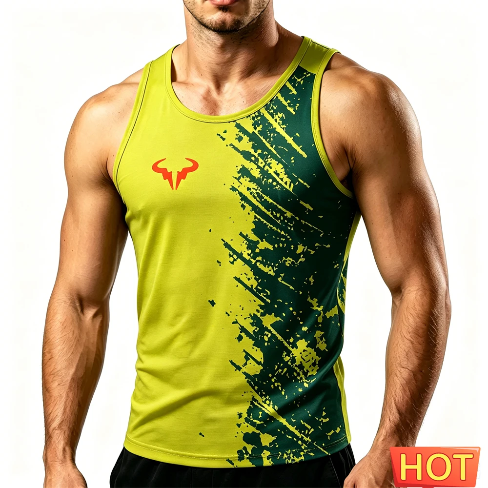 3D Print Colorful Men's Sports Tank Top Outdoor Marathon Running Sleeveless Vest Summer Quick Dry Breathable Gym T-shirt Man Tee