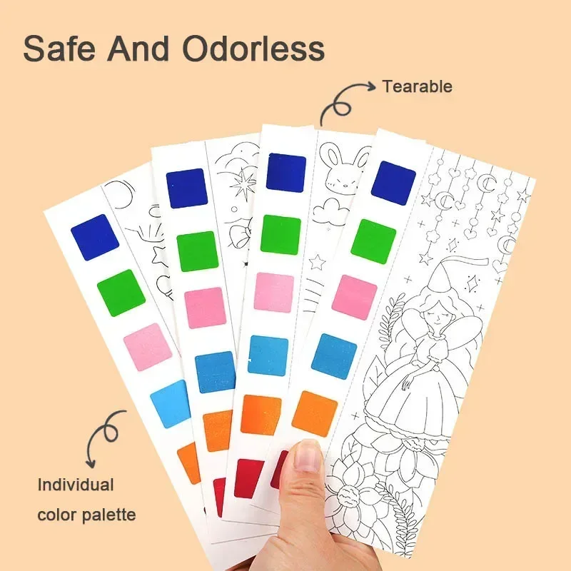 Kinder Tragbare Aquarell Malerei Buch Farbe Mit Wasser Pinsel Gouache Graffiti Bild Färbung Zeichnung Spielzeug Kindergarten Geschenke