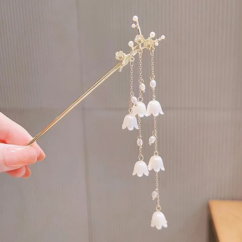 

Высококачественные и нишевые заколки для волос с кисточками в виде цветка сливы, модные и ретро-заколки для волос с высокими пучками