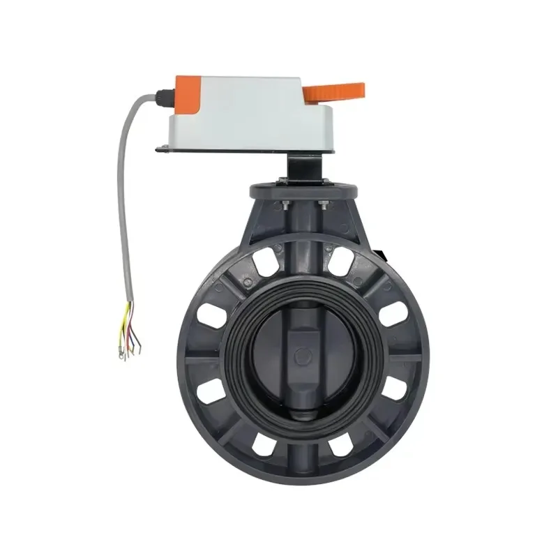 AC24V AC220V Electric Actuator Ball UPVC Butterfly Valve DN50 DN65 DN80 DN100 Size Manual Water Switch Position Signal