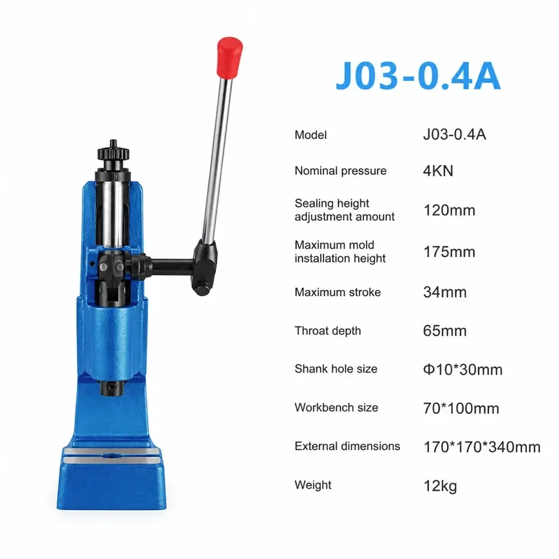 Industrial Precision Manual Press Machine 4KN Small Hand Punching Hole Device Desktop Beer Press 0.4A 70x100mm