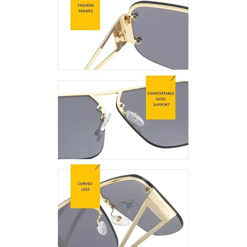 Yoovos Rimless Square Sunglasses Women Oversized Square Eyewear Women Alloy Retro Sun Glasses Female Gafas De Sol Mujer UV400