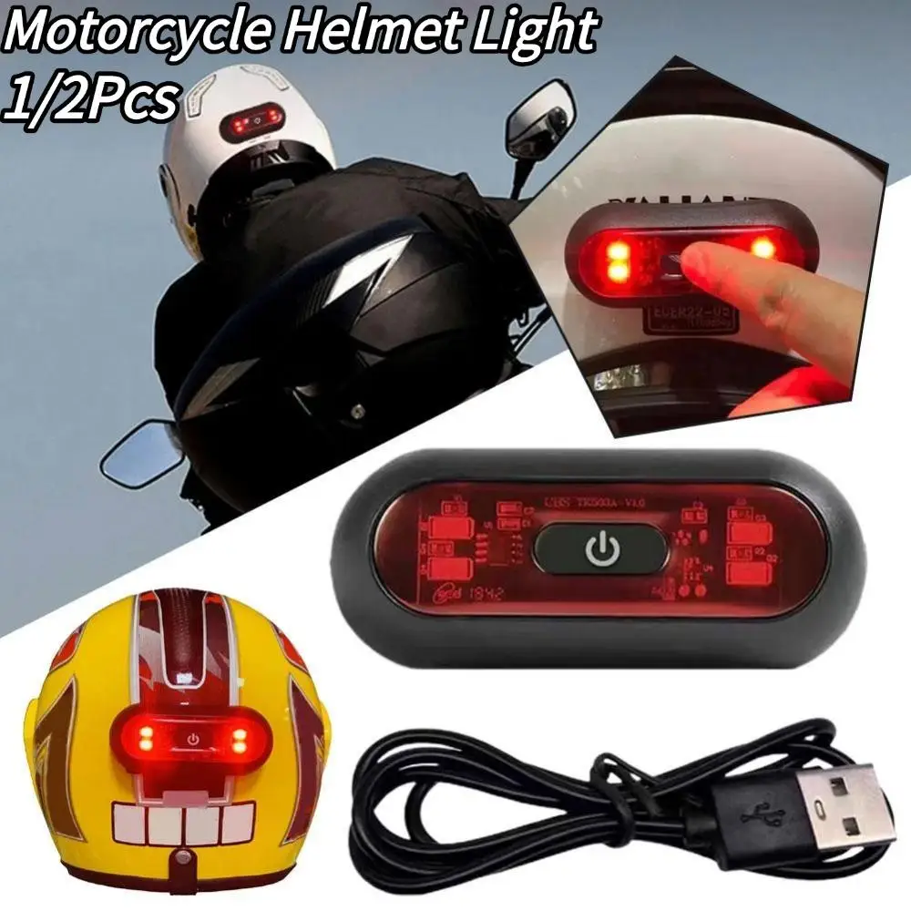 

2025 1/2Pcs Motorcycle Warning Light Helmet LED Smart Lights Night Signal Bicycle Helmet Taillight Universal Cycling Accessory