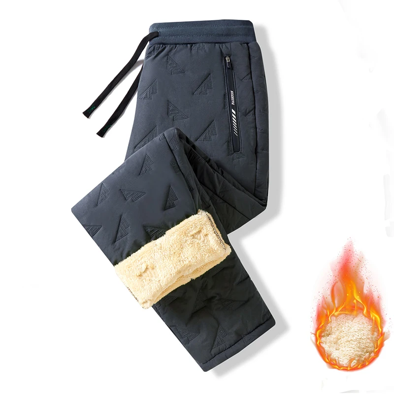 

Winter Lambswool Warm Casual Pants Men's Fitness Jogging Sweatpants Windproof Fleece Straight Trousers Plush Thick Fleece Pants