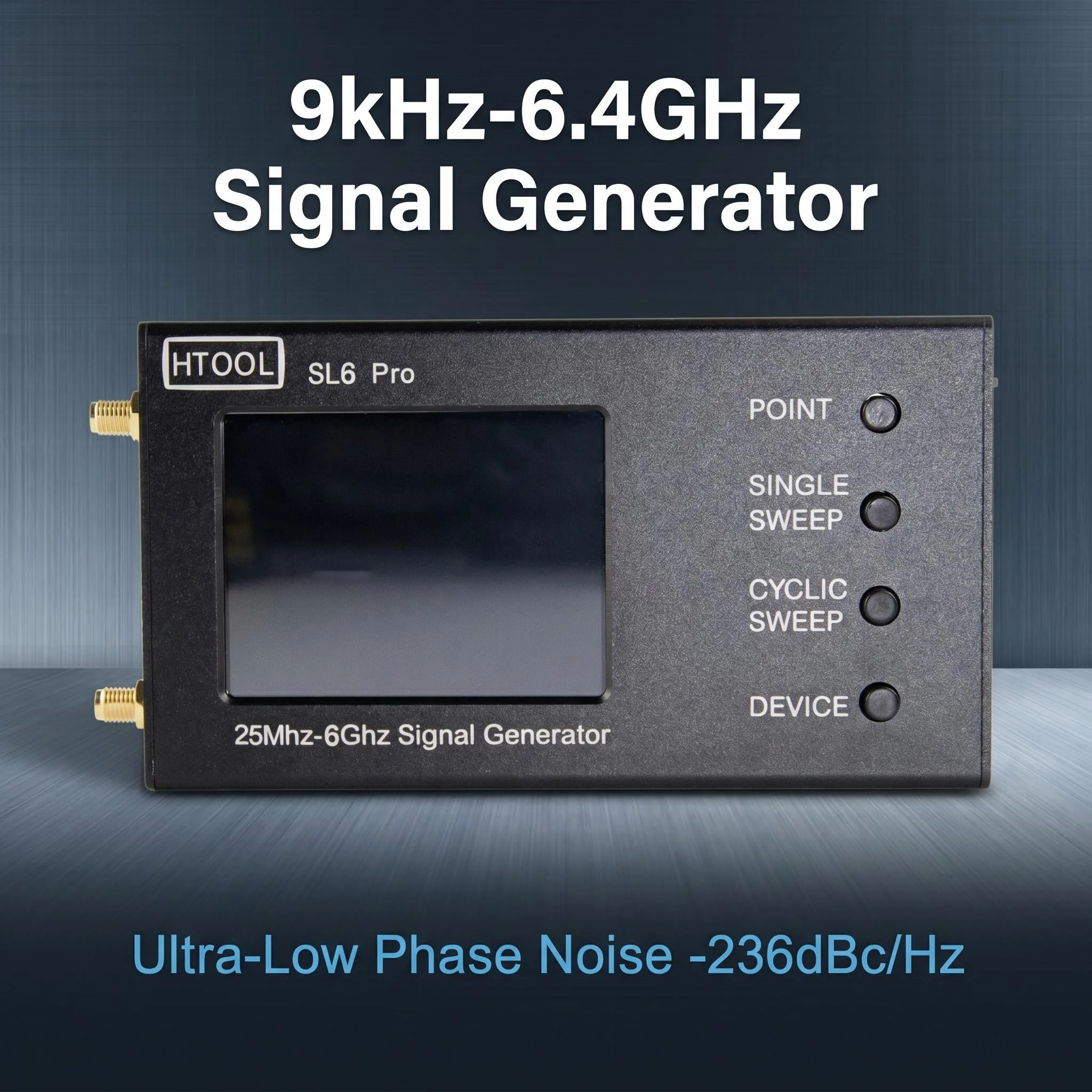 HTOOL SL6Pro Portable Signal Generator 9kHz-6.4GHz Sweep Frequency RF Source Dual Output Low Noise Phase -236dBc/Hz
