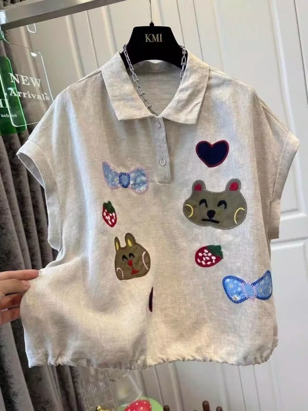 

2026 New plus Size 300 Pou Summer Trendy Korean Version Beautifully Embroidered Small Fly Sve irt Men's INS Breathable