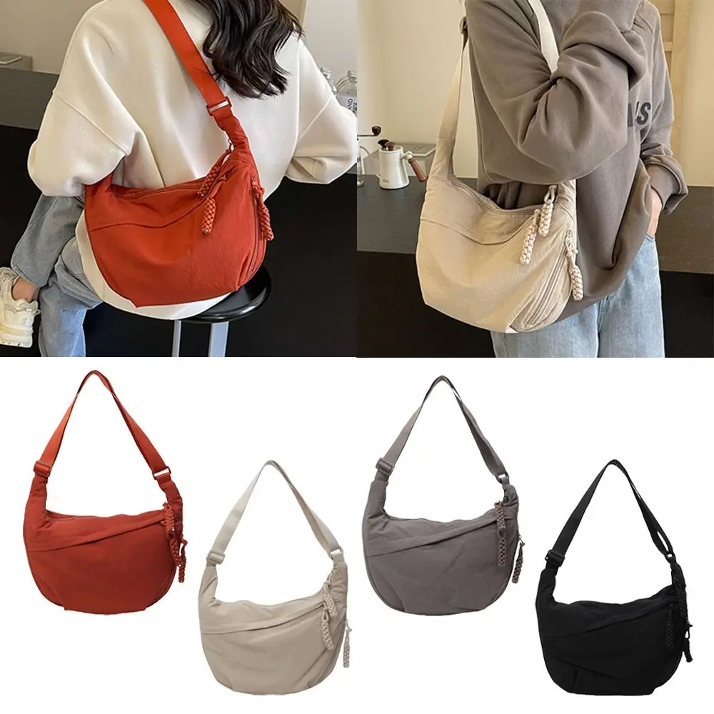 

Versatile Canvas Crossbody Bags Korean Simplified Large Capacity Sports Hobos Bag Solid Color Lightweight Shoulder Bag Men