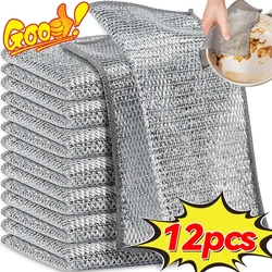 Magic Cleaning Cloth Thickened Double-sided Metal Steel Wire Rags Kitchen Dish Pot Washdishing Cloths Towel Clean Tools